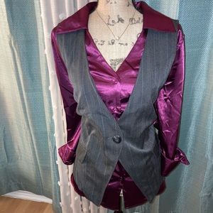 Lane Bryant Long Sleeve Dress Shirt With Vest 22